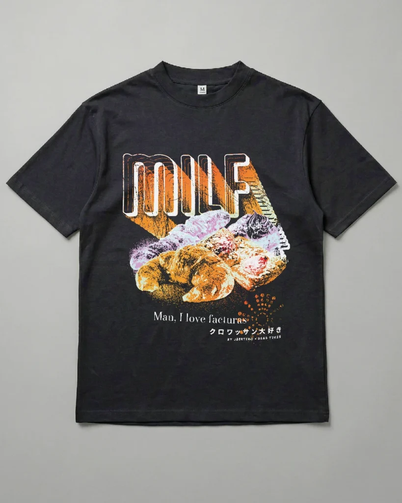 Remera oversize MILF Man I Love Facturas humor argentino estampado DTF diseño original, corte unisex - PIXEL FOX